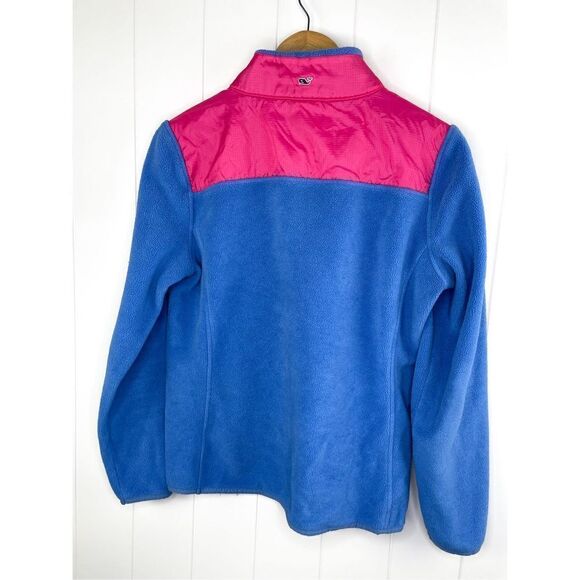 VINEYARD VINES Fleece Jacket 1/4 Zip Cornflower Blue Pink Colorblock M - Picture 9 of 10